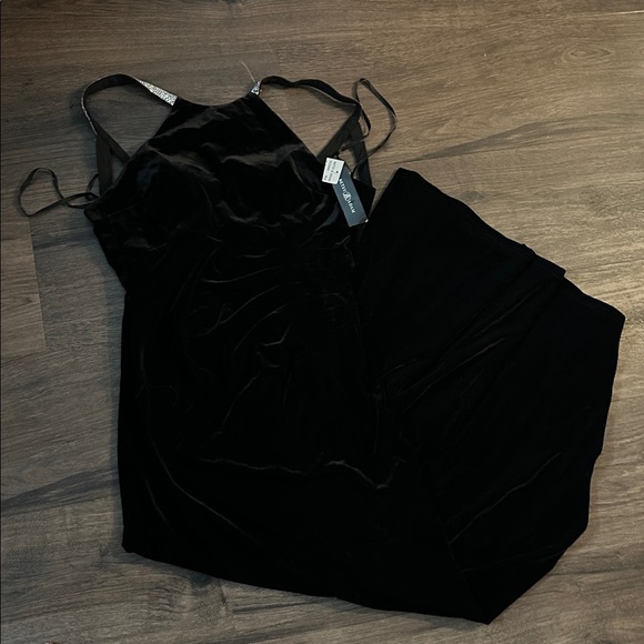 NWT! BETSY & ADAM Black Velvet Sleeveless Full-Length Evening Sheath Dress 🍭 - Picture 6 of 7